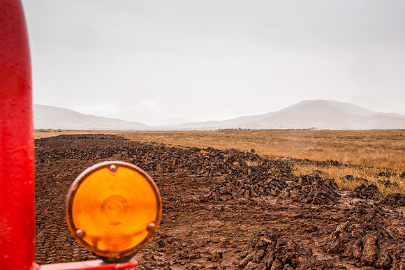 Tractor gathering peat, County Kerry