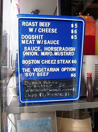 Menu, the Bowery, Lower East Side, New York City