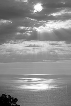 The Sky and the Sea B&W, Costa Rica, Pacific Coast