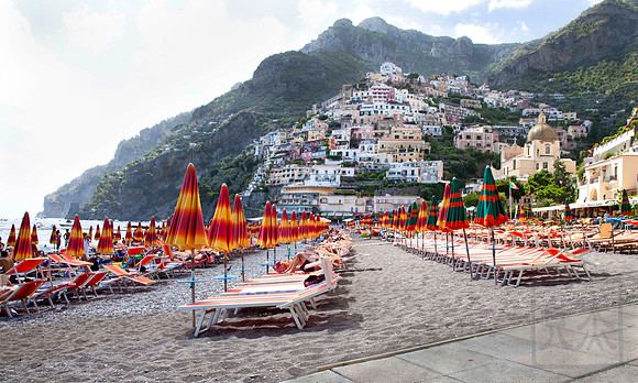 Positano on the beach, Amalfi, Italy