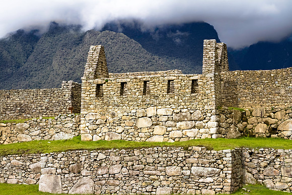 Ruin Wall, Sunset, Machu Picchu, Peru