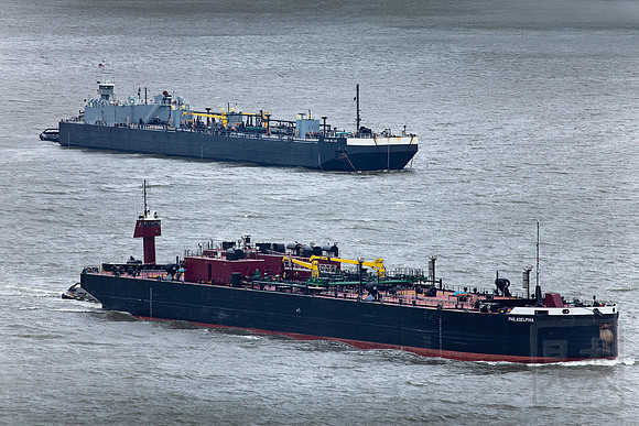 Barges, Hudson River, New York City