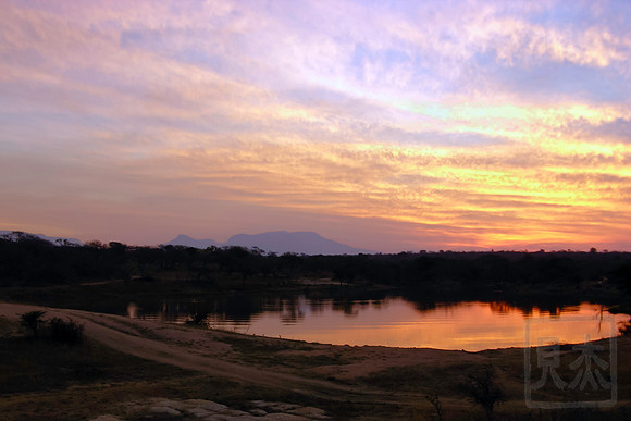 Lebombo Waterhole Dusk, Kruger Park, SA