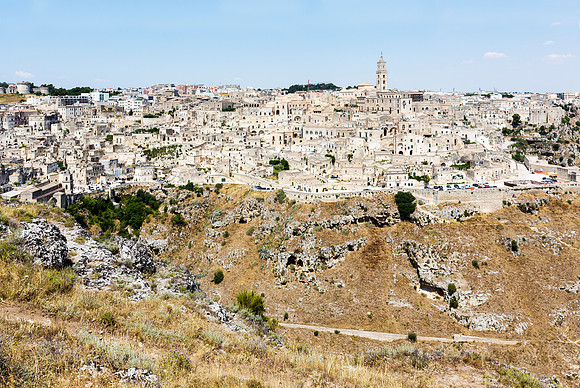 Cave hillside and town of Matera