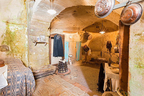 Inside cave dwelling, Matera