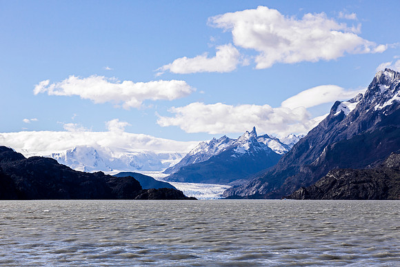 Grey glacier spilling into Grey Lake