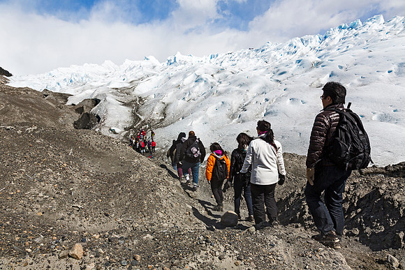 Trekking on the glacier's edge